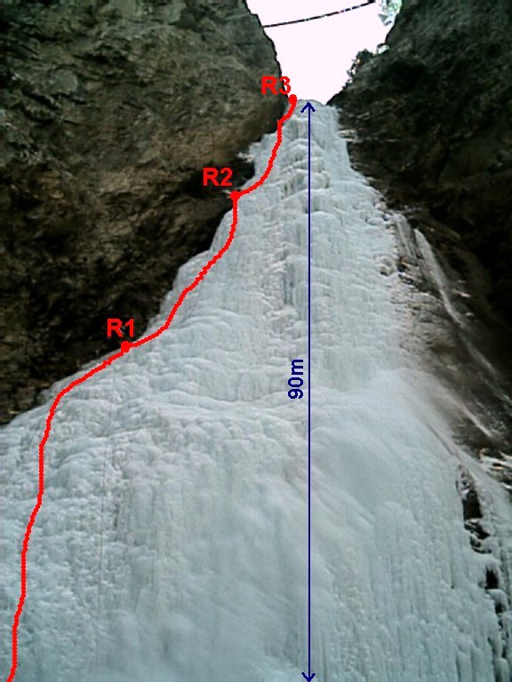 90 m de glace en trois longueurs bien raides cette anne